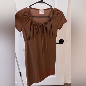 Olivia Rae Ribbed Brown Dress